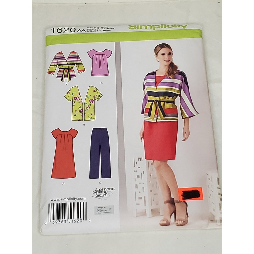 Simplicity 1620 Sewing Pattern Misses Dress Tunic Jacket Pants Size 10-18 AA